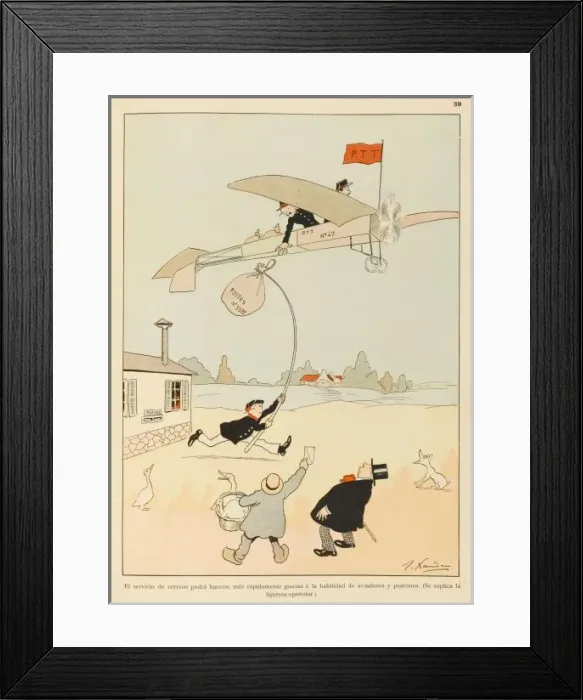 Framed Print : AIR MAIL. Postal services will be revolutionised - flying postmen will Framed Print : AIR MAIL. Postal services will be revolutionised - flying postmen will