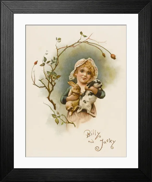 Framed Print : Girl with Rabbits Framed Print : Girl with Rabbits