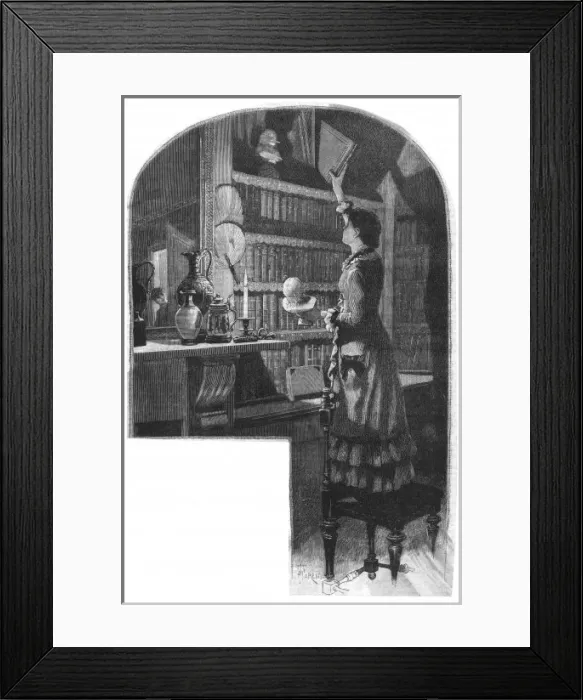 Framed Print : Girl in Library C. 1880 Framed Print : Girl in Library C. 1880