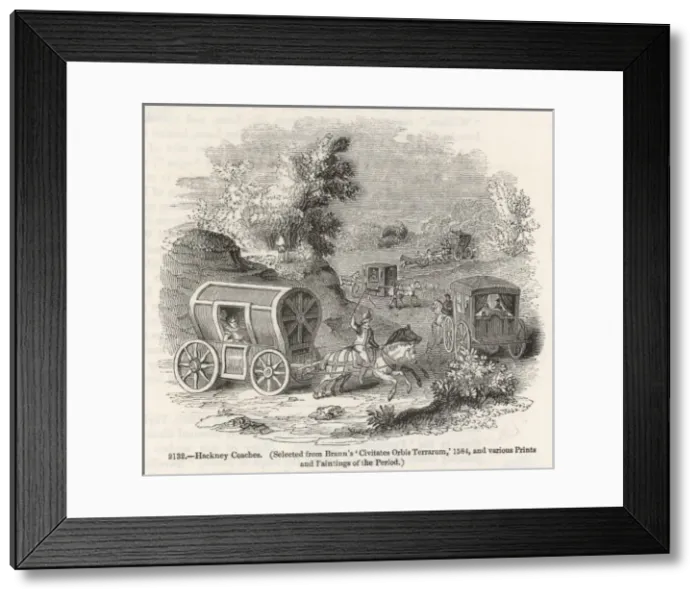 Framed Print : 16th C Hackney Coaches Framed Print : 16th C Hackney Coaches