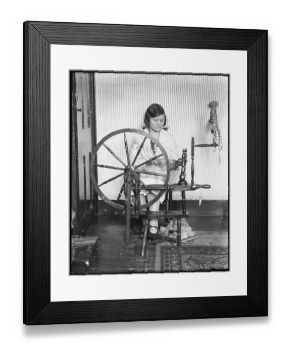 Framed Print : Using a Spinning Wheel Framed Print : Using a Spinning Wheel