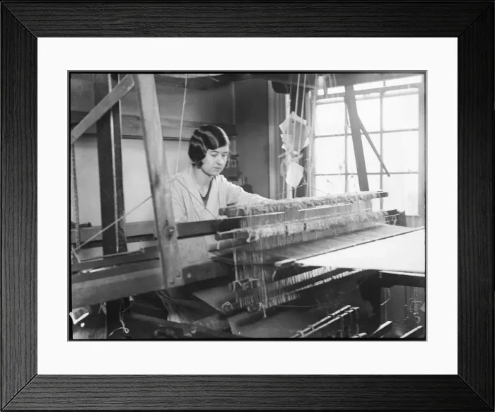 Framed Print : Weaving at a Hand Loom Framed Print : Weaving at a Hand Loom