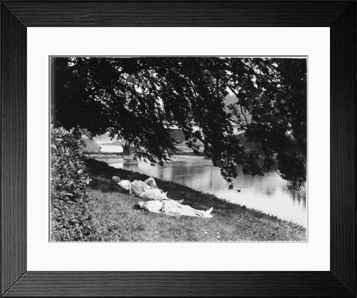 Framed Print : Sunbathing by the Dart Framed Print : Sunbathing by the Dart