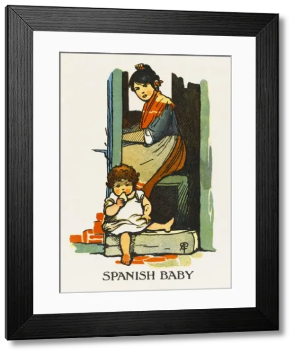 Framed Print : Spanish Mother & Child Framed Print : Spanish Mother & Child