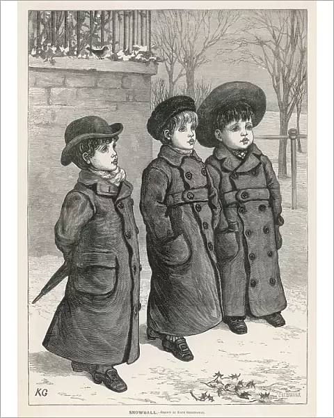 3 Becoated Boys in Snow