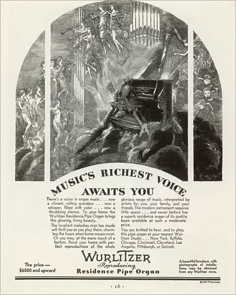 Wurlitzer Pipe Organ Ad