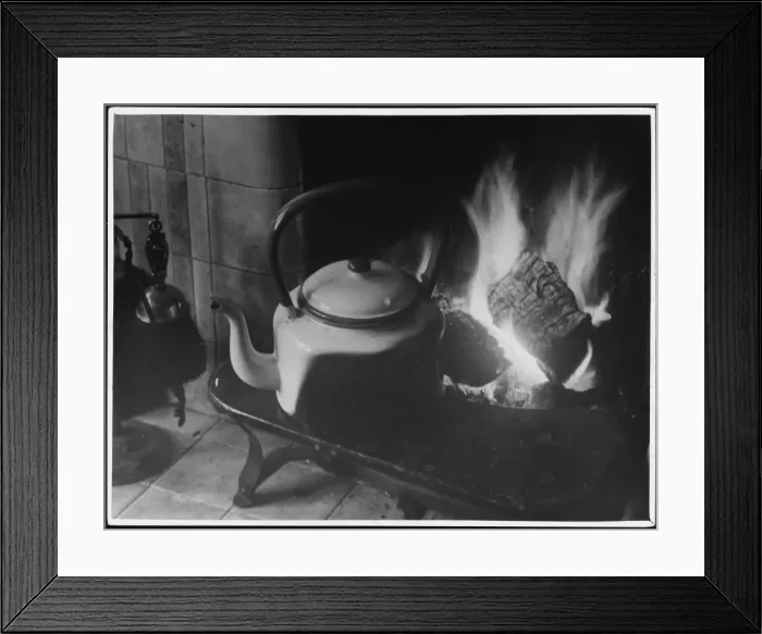 Framed Print : Warming Kettle by Fire Framed Print : Warming Kettle by Fire