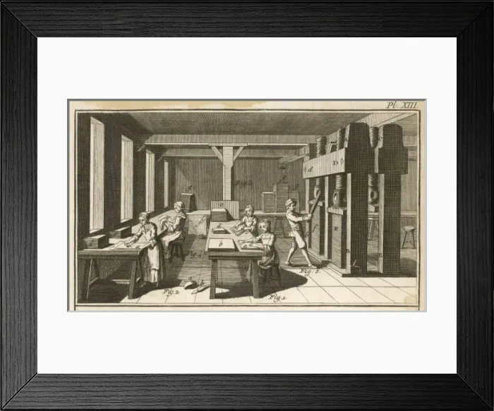 Framed Print : Paper Making 18th C Framed Print : Paper Making 18th C