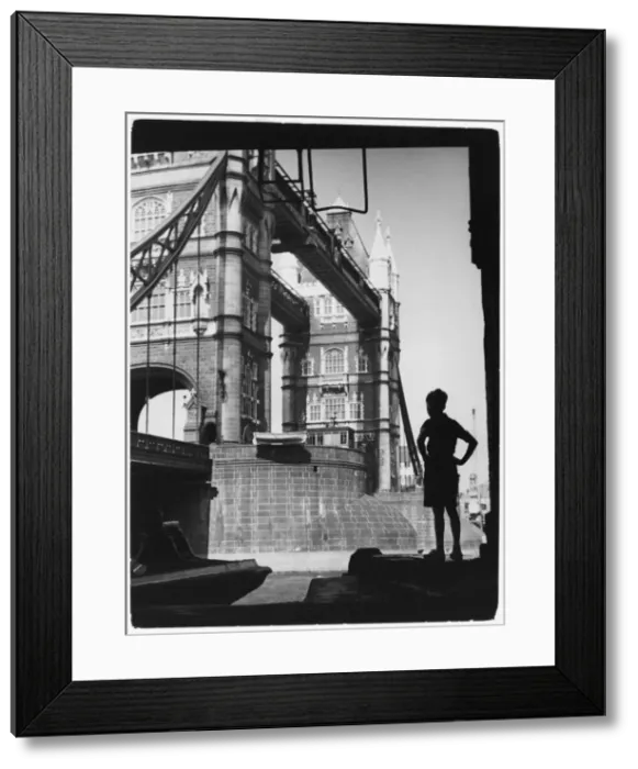Framed Print : Boy & Tower Bridge Framed Print : Boy & Tower Bridge