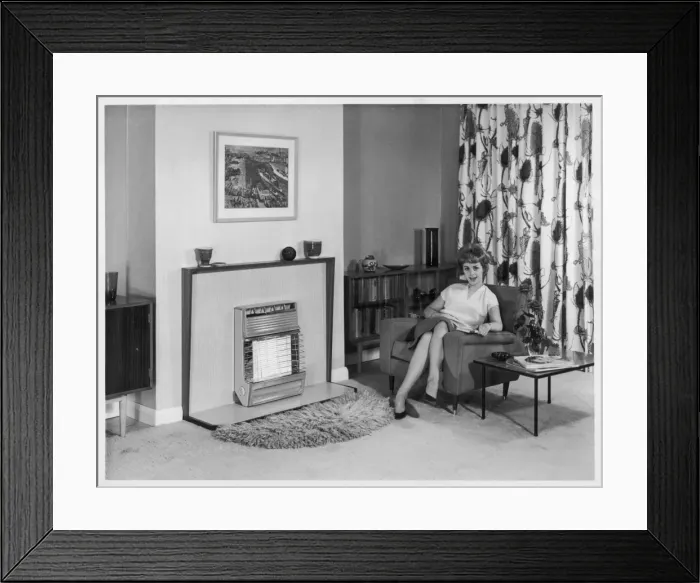 Framed Print : Gas Fire 1960S Framed Print : Gas Fire 1960S