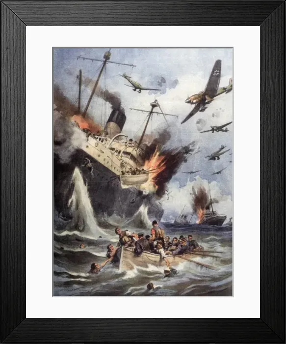 Framed Print : Allied Convoy Attacked Framed Print : Allied Convoy Attacked