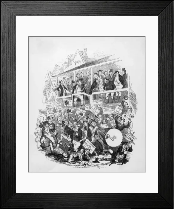 Framed Print : Unruly Crowd at Hustings