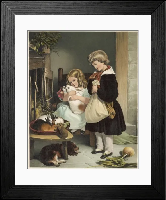 Framed Print : Pet Rabbits C1860 Framed Print : Pet Rabbits C1860
