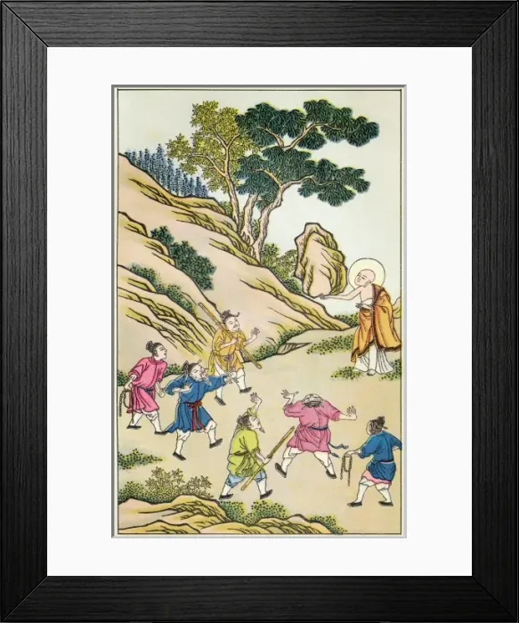Framed Print : Buddha Throws Rock Framed Print : Buddha Throws Rock