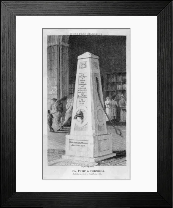 Framed Print : Water Pump / Cornhill 1800 Framed Print : Water Pump / Cornhill 1800