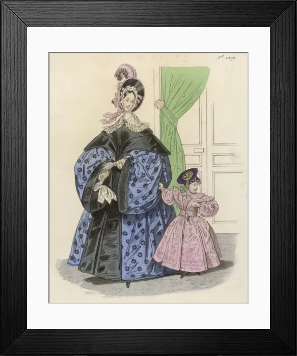 Framed Print : Costume / Girl & Mum 1835 Framed Print : Costume / Girl & Mum 1835