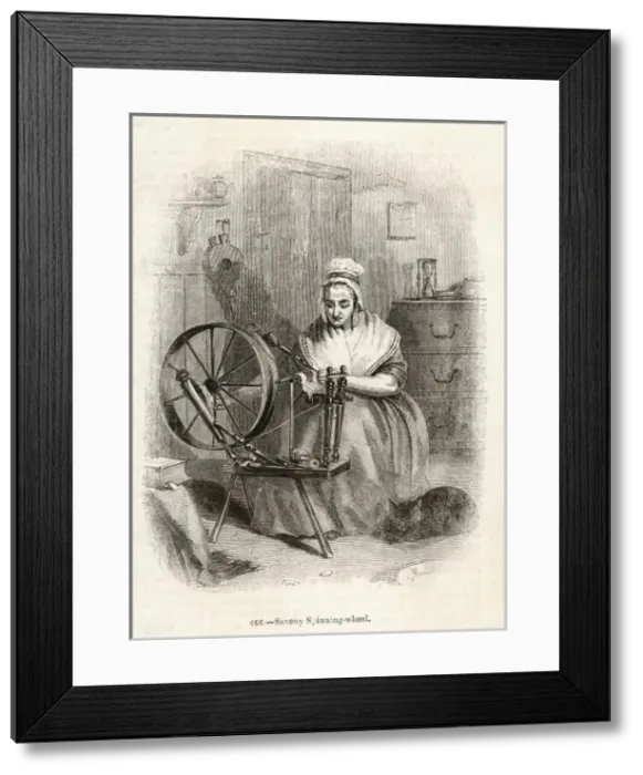 Framed Print : Spinning, Saxony Wheel Framed Print : Spinning, Saxony Wheel