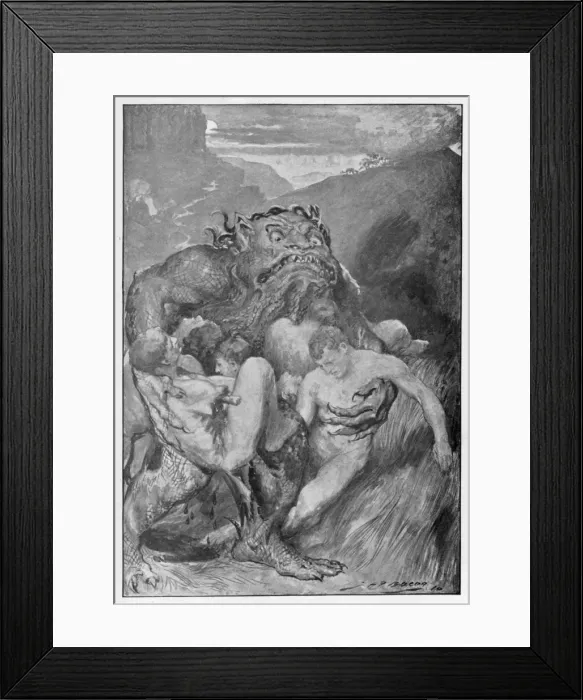Framed Print : Monster Abducts Victims