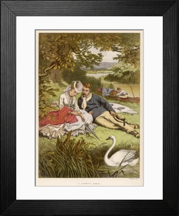 Framed Print : Picnic by the River 1875 Framed Print : Picnic by the River 1875