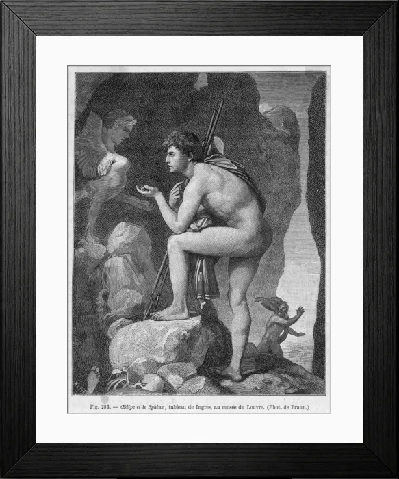 Framed Print : Oedipus and Sphinx Framed Print : Oedipus and Sphinx