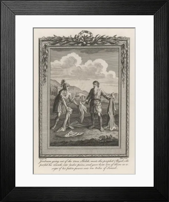 Framed Print : JEROBOAM. He meets the prophet Ahijah, who tells him - correctly