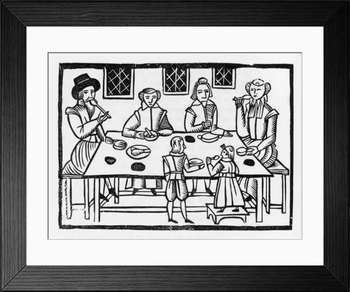 Framed Print : 17th Century Family Meal Framed Print : 17th Century Family Meal
