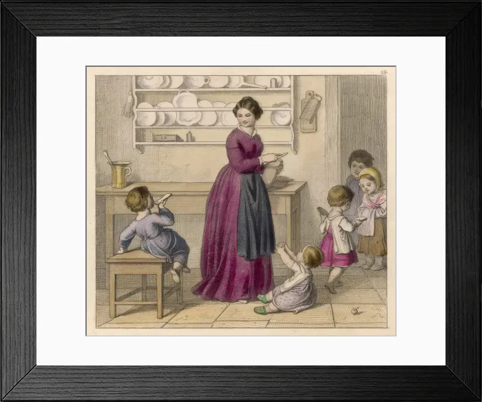 Framed Print : Mothers / Child / Kitchen Framed Print : Mothers / Child / Kitchen