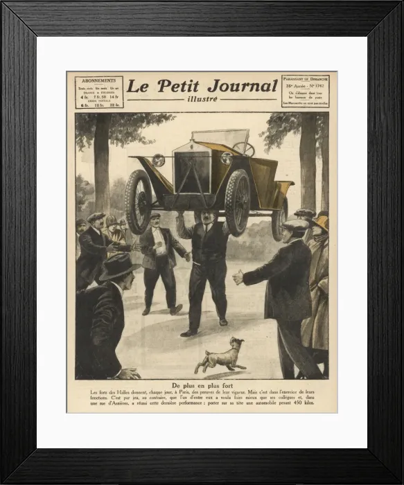 Framed Print : Man Lifts Car Framed Print : Man Lifts Car