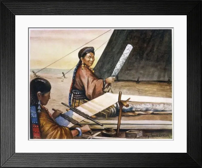 Framed Print : Tibetan Women Weaving Framed Print : Tibetan Women Weaving