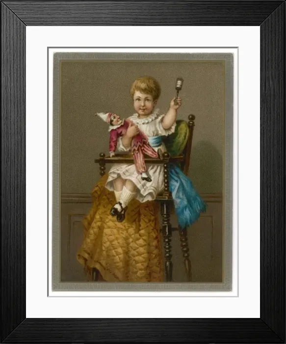 Framed Print : Boy in High Chair C1890 Framed Print : Boy in High Chair C1890