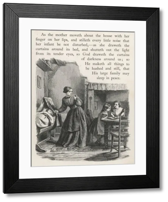 Framed Print : Mother Hushes Children Framed Print : Mother Hushes Children