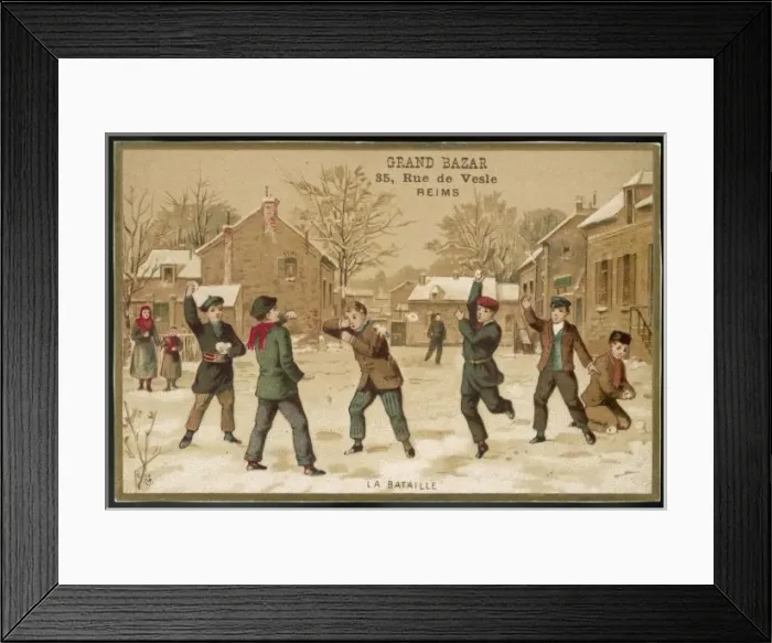 Framed Print : Boys Snowballing Framed Print : Boys Snowballing
