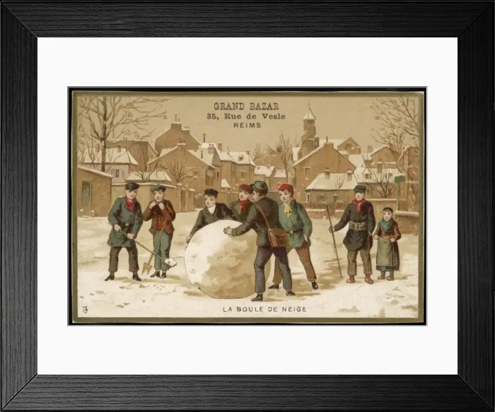 Framed Print : Boys & Big Snowball Framed Print : Boys & Big Snowball