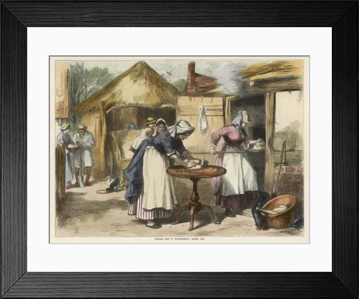 Framed Print : Baking Day Outdoors 1872 Framed Print : Baking Day Outdoors 1872