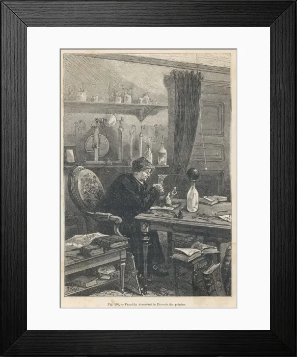 Framed Print : B. Franklin / Work in Study Framed Print : B. Franklin / Work in Study