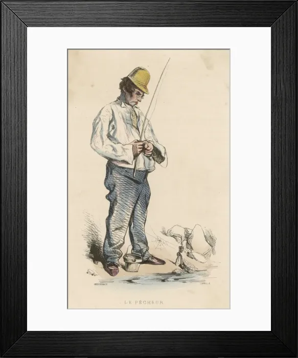 Framed Print : Angler, Seine (Monnier) Framed Print : Angler, Seine (Monnier)
