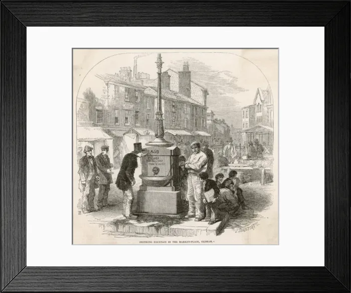 Framed Print : Oldham Market Place 1860 Framed Print : Oldham Market Place 1860