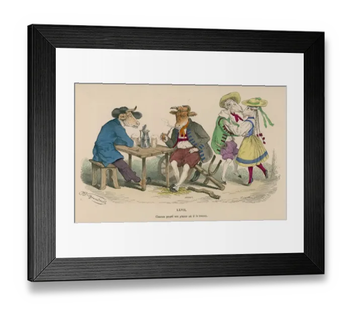 Framed Print : Cattle, Goats at Cafe