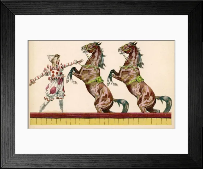 Framed Print : Circus Clown and Horses Framed Print : Circus Clown and Horses