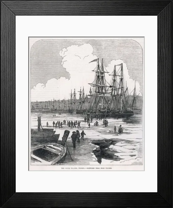 Framed Print : Thames Frozen 1855 Framed Print : Thames Frozen 1855