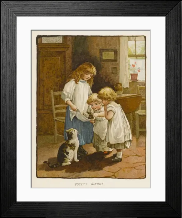 Framed Print : Kids and Kittens