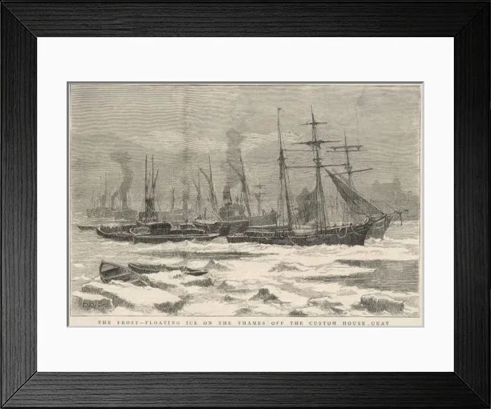 Framed Print : Thames Frozen 1879 Framed Print : Thames Frozen 1879