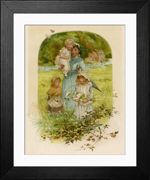 Framed Print : Family Pick Flowers 1889 Framed Print : Family Pick Flowers 1889