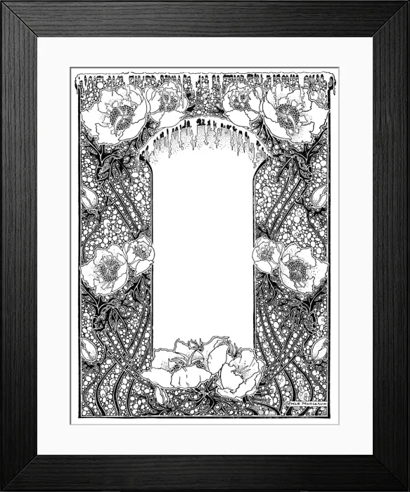 Framed Print : Floral Border (Mono) Framed Print : Floral Border (Mono)