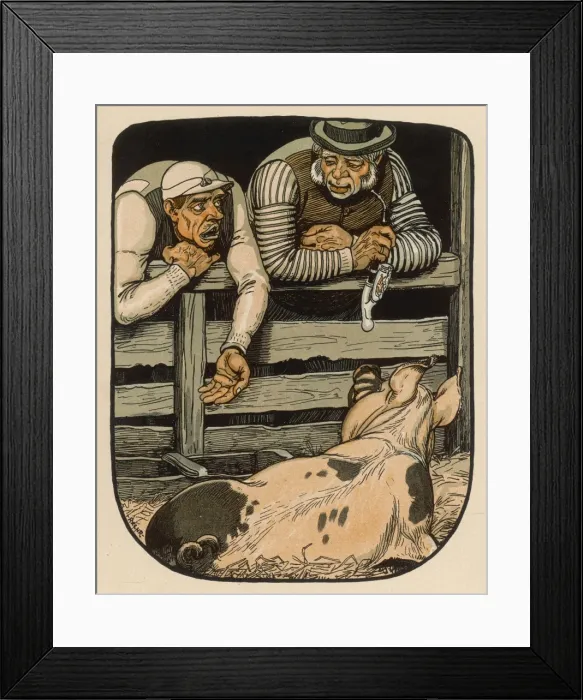 Framed Print : Pig & Two Admirers 1912 Framed Print : Pig & Two Admirers 1912