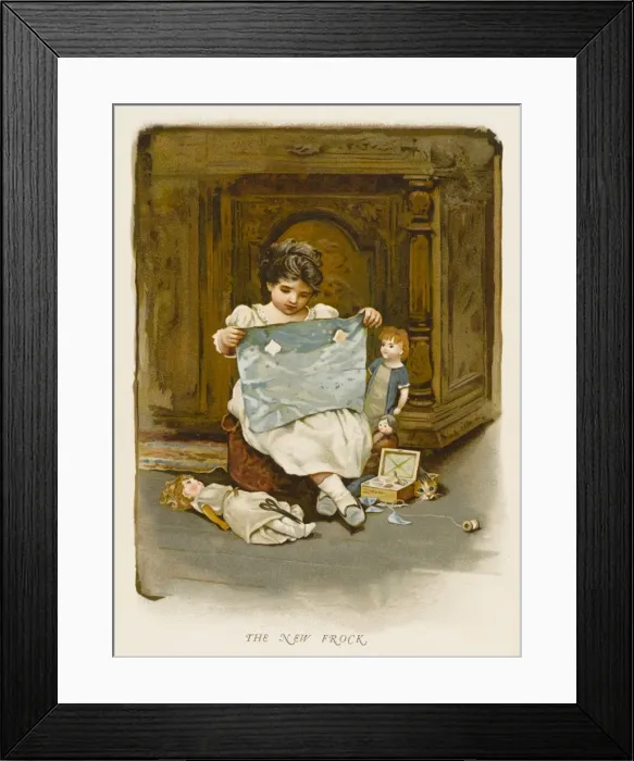 Framed Print : Girl Makes Dolls Clothes Framed Print : Girl Makes Dolls Clothes