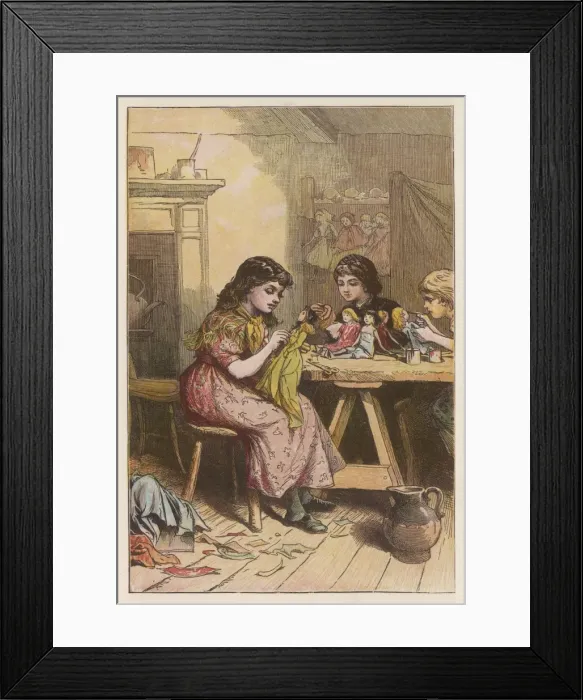 Framed Print : Girls Making Dolls 1878 Framed Print : Girls Making Dolls 1878