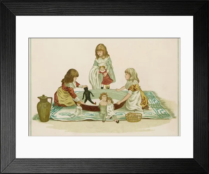 Framed Print : Girls Bathing Dolls 1883 Framed Print : Girls Bathing Dolls 1883