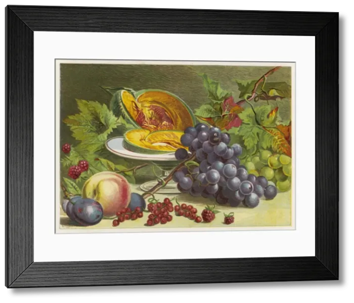 Framed Print : Fruit / Melon, Grapes Etc Framed Print : Fruit / Melon, Grapes Etc