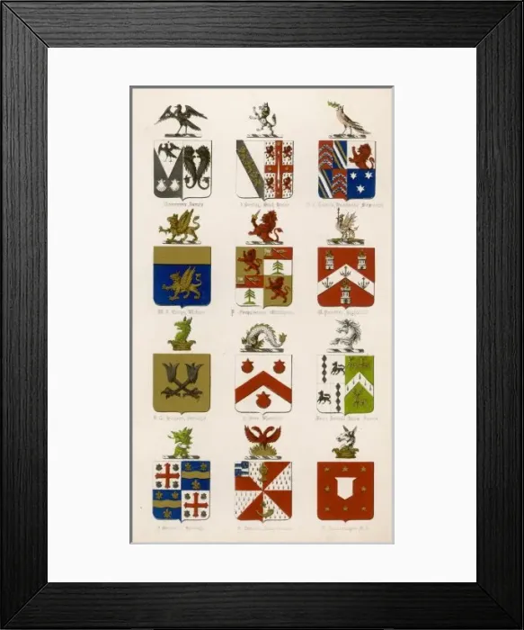 Framed Print : Family Coats of Arms 16 Framed Print : Family Coats of Arms 16